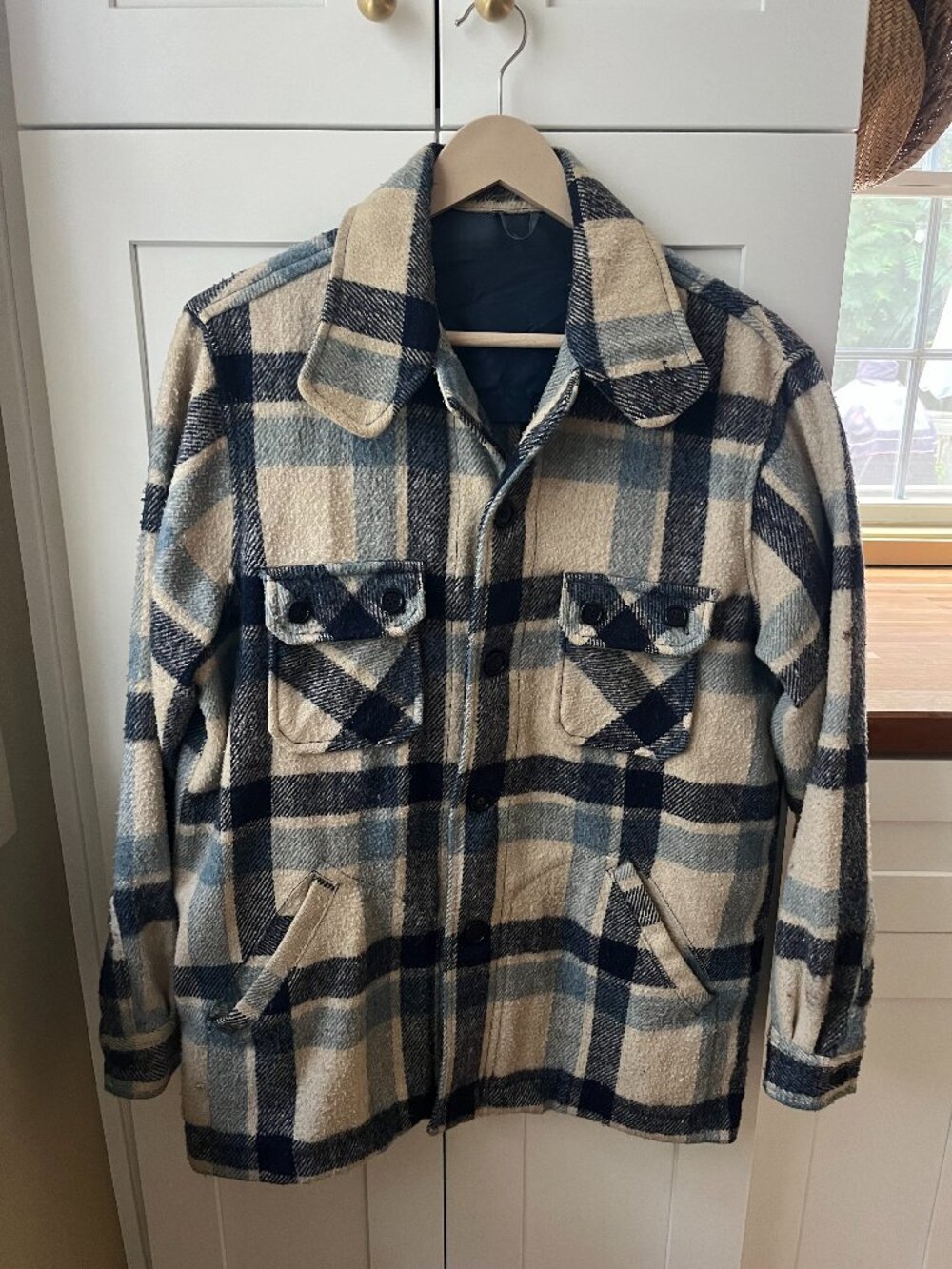 Vintage Plaid Wool Jacket – Men's Large (No Tag)